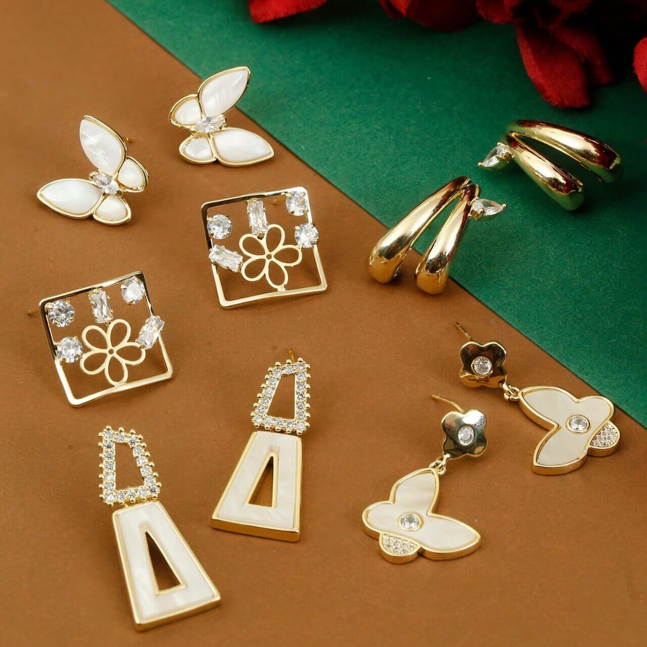 Golden Bloom Butterfly Stud Earrings