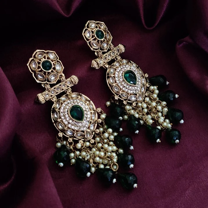 Royal Emerald Kundan Pearl Drop Earrings