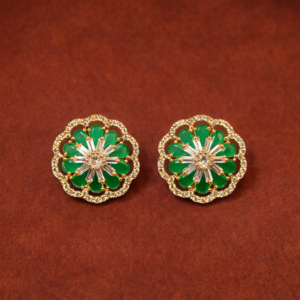 Emerald Bloom Floral Stud Earrings
