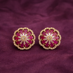 Ruby Bloom Floral Stud Earrings